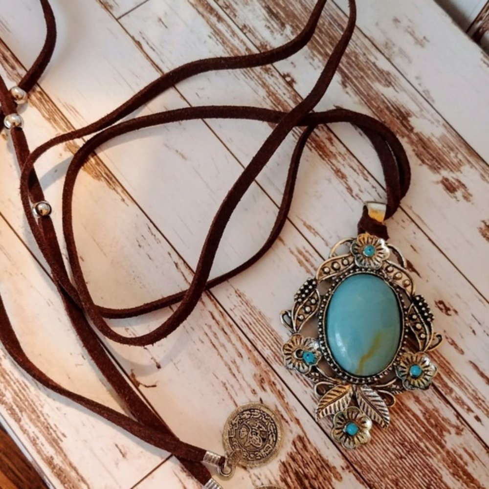 Amazonite Bohemian Choker Pendent - Picture 5 of 6